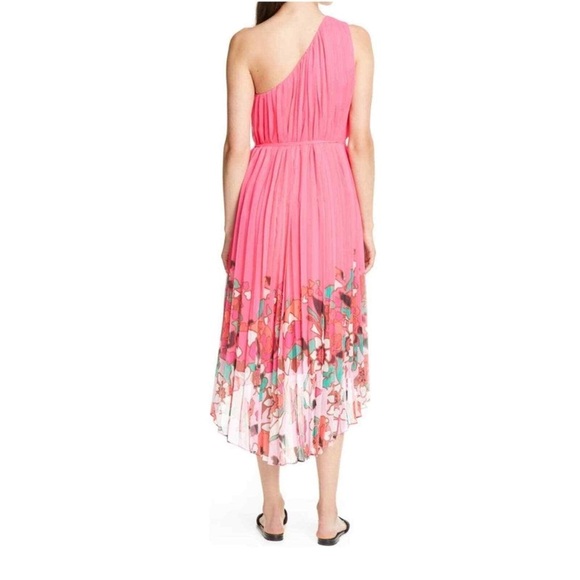 Ted Baker Pink Floral One Shoulder Asymmetrical Dress - Picture 4 of 8